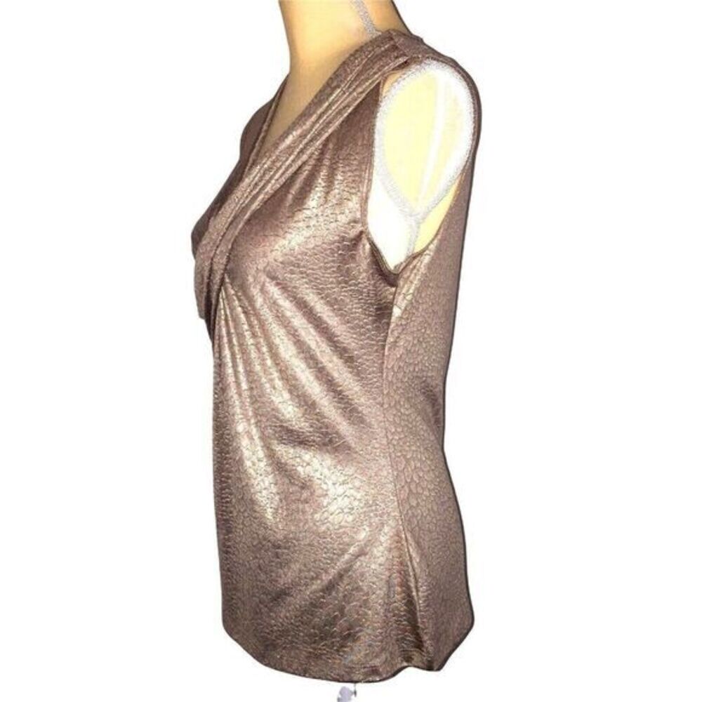 ny collection Women's Sleeveless Top Size S Brown Gold Shiny‎ - Picture 5 of 12